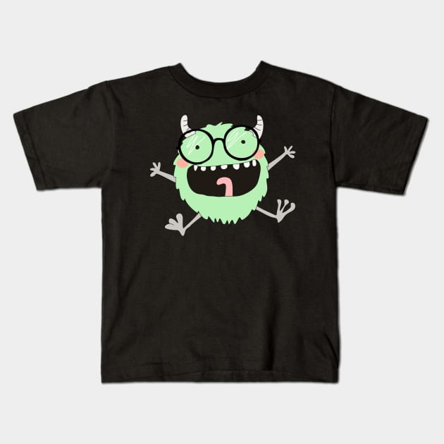 Monster Mask Green Monster Glasses Big Mouth Gift Kids T-Shirt by Funny Stuff Club